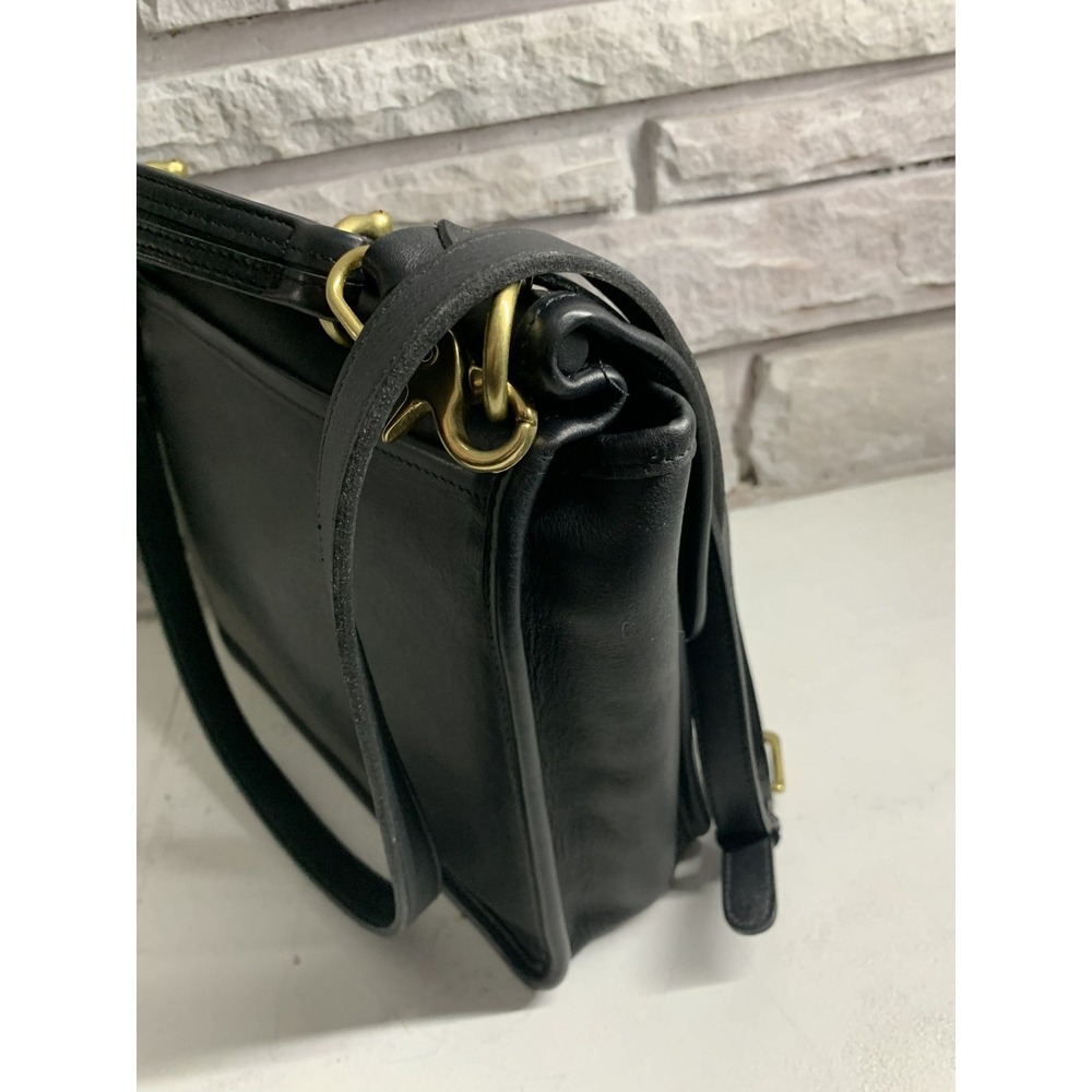Coach Willis Bag 9927 Vintage Black Leather Crossbody Dowel Top Handle Purse - Picture 13 of 15